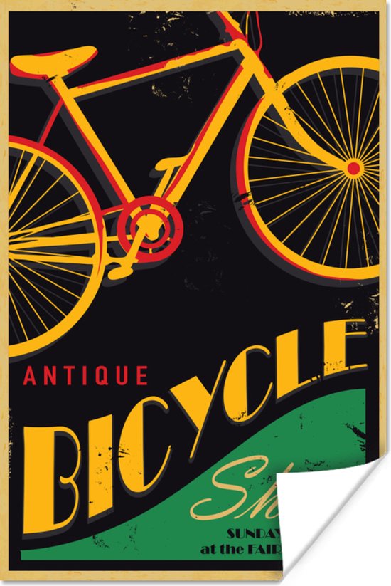 Poster Vintage poster fiets - 20x30 cm