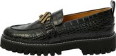 KUNOKA EMMY loafer croco black - Loafers Dames - maat 35 - Zwart
