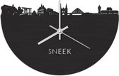 Skyline Klok Sneek Zwart hout - Ø 40 cm - Stil uurwerk - Wanddecoratie - Meer steden beschikbaar - Woonkamer idee - Woondecoratie - City Art - Steden kunst - Cadeau voor hem - Cadeau voor haar - Jubileum - Trouwerij - Housewarming - WoodWideCities