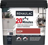 RENAULAC Eenlaags verf voor binnen 20 minuten muren en houtwerk - 1L - 10 m² - Rouge 70's Satin