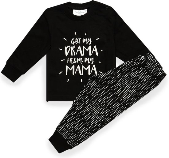 Fun2Wear - Pyjama Mama's Drama - Zwart - Maat 104 - Meisjes