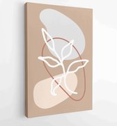Botanische muur kunst vector set. Gebladerte lijntekeningen met abstracte vorm. 1 - Moderne schilderijen – Verticaal – 1861710925 - 115*75 Vertical