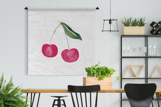 Tapisserie - Tapisserie - Cerises - Fruits rouges - Wit - 150x150 cm - Tapisserie