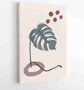 Gebladerte lijntekeningen met abstracte vorm. Abstract Plant Art-ontwerp voor print, omslag, behang, minimale en natuurlijke kunst aan de muur. 1 - Moderne schilderijen – Verticaal