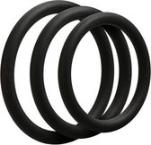 Set van 3 siliconen cockrings - Zwart