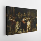 Nachtwacht, door Rembrandt van Rijn, 1642, Nederlandse schilderkunst, Het schilderij, getiteld ‘Milities Company of District II under the Command of Captain Frans Banninck Cocq and Lieutenan – Modern Art Canvas – Horizontaal – 411416281