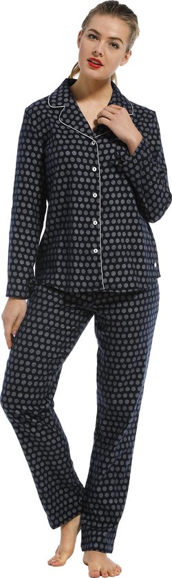 Pastunette Navy Circle doorknoop Vrouwen Pyjamaset - Dark Blue - Maat 44