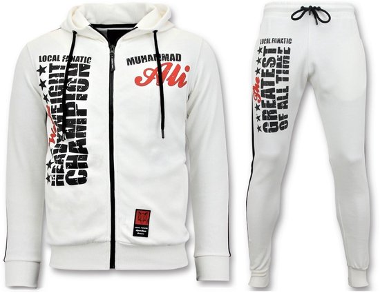 Trainingspakken Heren - Muhammad Ali - Joggingpak Heren Volwassenen - Tracksuit Heren - Huispak Heren - The Greatest - Wit