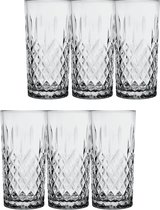 Clayre & Eef Waterglas set van 6 Ø 7*15 cm / 300 ml Grijs Glas Drinkbeker Drinkglas Longdrinkglas
