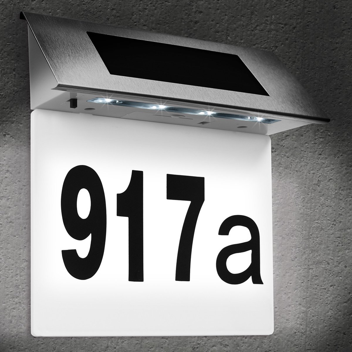 Numéro de maison solaire LED, IP44 Numéro de porte solaire d