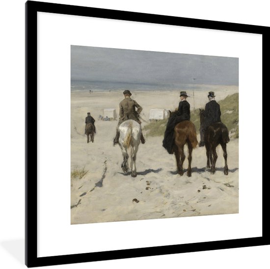 Fotolijst incl. Poster - Morgenrit langs het strand - Schilderij van Anton Mauve - 40x40 cm - Posterlijst