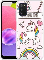Hoesje Geschikt voor Samsung Galaxy A03s Unicorn Time