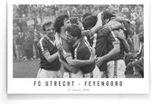 Walljar - Poster Feyenoord - Voetbal - Amsterdam - Eredivisie - Zwart wit - FC Utrecht - Feyenoord '82 - 70 x 100 cm - Zwart wit poster