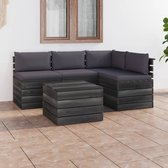 Decoways - 5-delige Loungeset met kussens pallet massief grenenhout