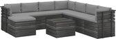 Decoways - 9-delige Loungeset pallet met kussens massief grenenhout