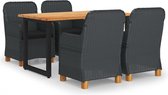 Decoways - 5-delige Tuinset met kussens poly rattan donkergrijs