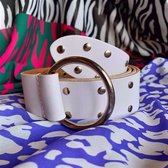 LEATHER BELT LIMITED WHITE SILVER STUDS
