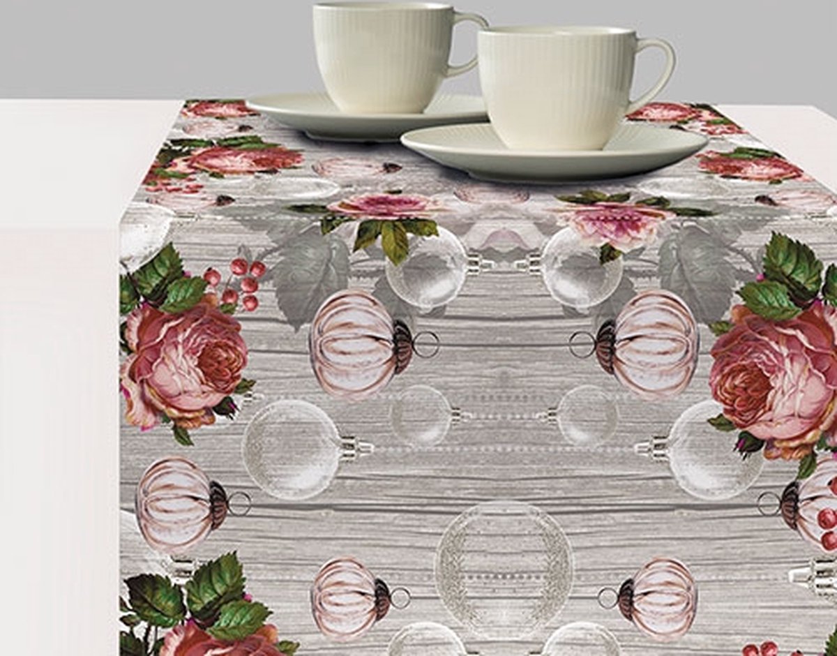 Ambiente papieren tafelloper 33X600 cm Roses And Baubles
