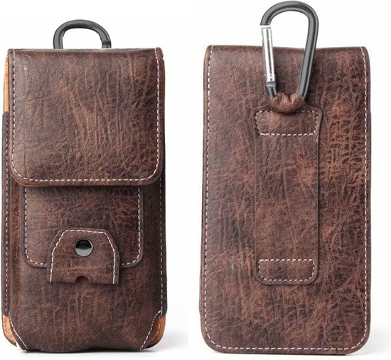 Étui de Riem - Étui de téléphone universel Luex vertical Holster 5.5 Oppo Find X3 Lite / A5 / A9 2020 / Oppo Reno 6 / 6Z / Oppo 6 Pro / Oppo A74 / Oppo A94 / Find X3 Neo / A16 / A53s / oppo A15 / A91 - Marron