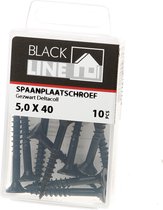Hoenderdaal spaanplaatschroeven - Blackline - Torx-20 - 5.0 x 40 mm - platkop - 10 stuks