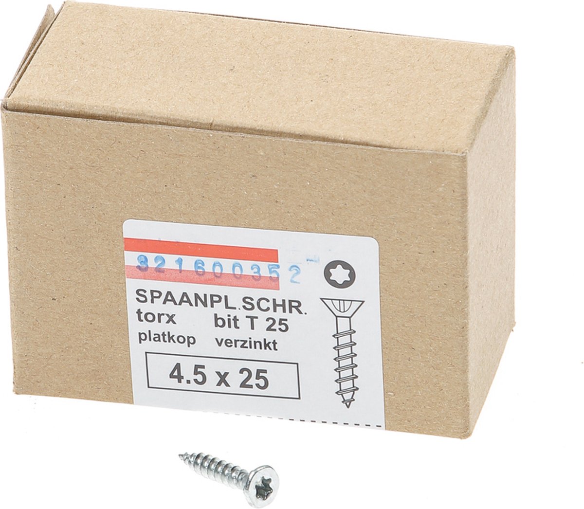 Hoenderdaal Spaanplaatschroef verzinkt platverzonken kop TX25 voldraad 4.5X25 (per 200 stuks)