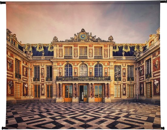 Wandkleed met een paleisplein en een gouden paleis op de achtergrond.