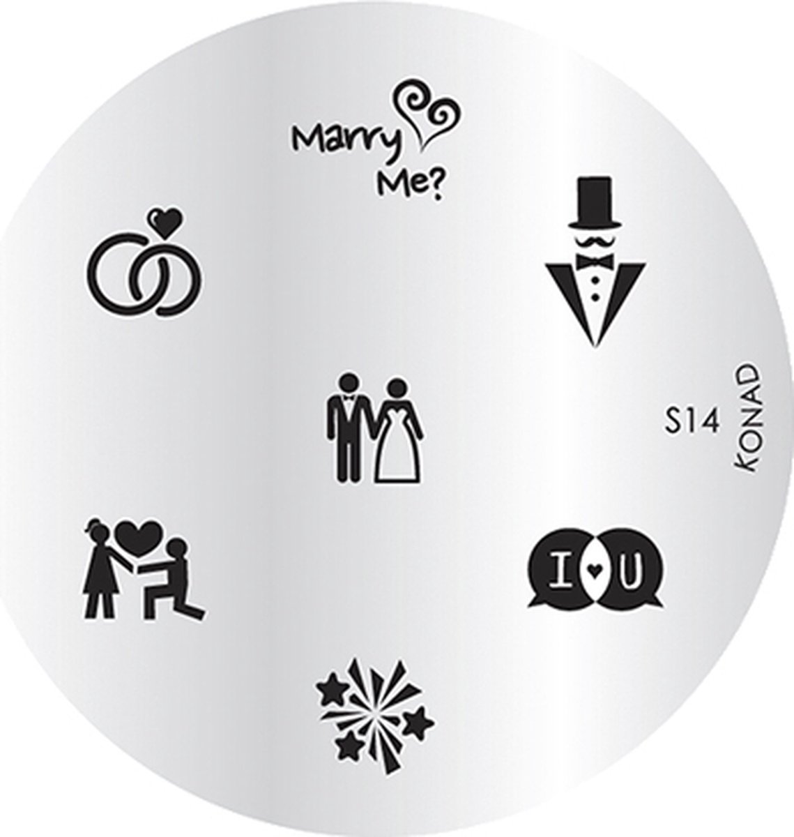 Goedkoopste KONAD plates S14 met 7 nagel figuurtjes.