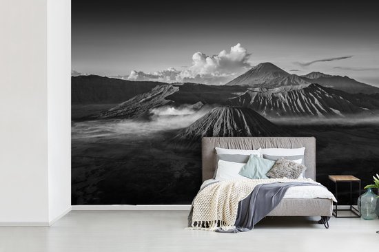 Papier peint - Papier peint Papier peint photo Indonésie - Volcan - Zwart - Wit - Largeur 600 cm x hauteur 400 cm