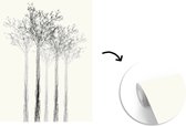 Behang - Fotobehang Een zwart-wit illustratie van een rij bomen - Breedte 190 cm x hoogte 260 cm