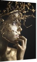 Gouden vrouw met kroon - Foto op Dibond - 40 x 60 cm