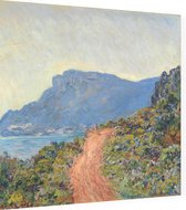 La Corniche bij Monaco, Claude Monet - Foto op Dibond - 40 x 40 cm