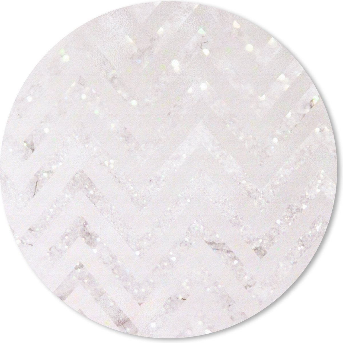 Muismat rond 30x30 cm - Mousepad Marmer - Wit - Glitter - Ronde muismatten