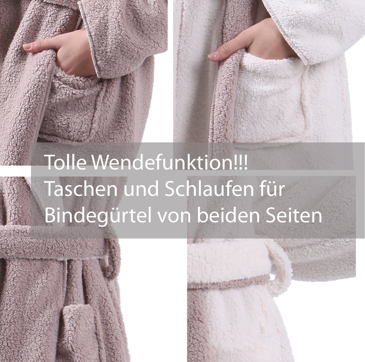HOMELEVEL fleece badjas voor dames - Damesbadjas van zachte sherpa fleece - Met zakken en ceintuur HOMELEVEL fleece badjas voor dames - Damesbadjas van zachte sherpa fleece - Met zakken en ceintuur