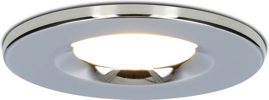 HOFTRONIC Venezia - LED Inbouwspot voor badkamer, binnen en buiten - 6 Watt 460 lumen - Zaagmaat: Ø60-75 mm - IP65 waterdicht - Dimbaar - Chroom - Zeer warm wit tot warm wit (dim to warm) - Plafondspots inbouw
