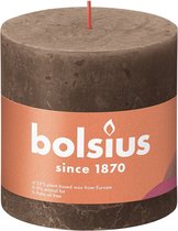 3 stuks Bolsius suede bruin rustiek stompkaars 100/100 (62 uur) Eco Shine Suede Brown