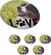 Onderzetters voor glazen - Rond - Quotes - Spreuken - Hond - Love - 10x10 cm - Glasonderzetters - 6 stuks