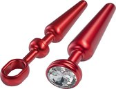 MALESATION Buttplug Alu-Plug met hendel en kristal middelgroot Rood