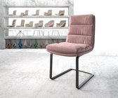 Gestoffeerde-stoel Abelia-Flex sledemodel vlak zwart fluweel rosé