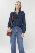 Sissy-Boy - Denim blouse met ruffles donkerblauw