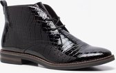 Nova dames lak veterschoenen met croco print - Zwart - Maat 36