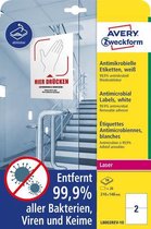 Avery Etiketten Zweckform Antibacterie 210x148 Mm Wit 20 Stuks