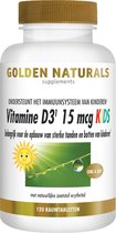 Golden Naturals Vitamine D3 15 mcg KIDS (120 veganistische kauwtabletten)