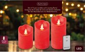 Kaarsen set van 3x stuks led stompkaarsen rood met afstandsbediening - Woondecoratie - Elektrische kaarsen