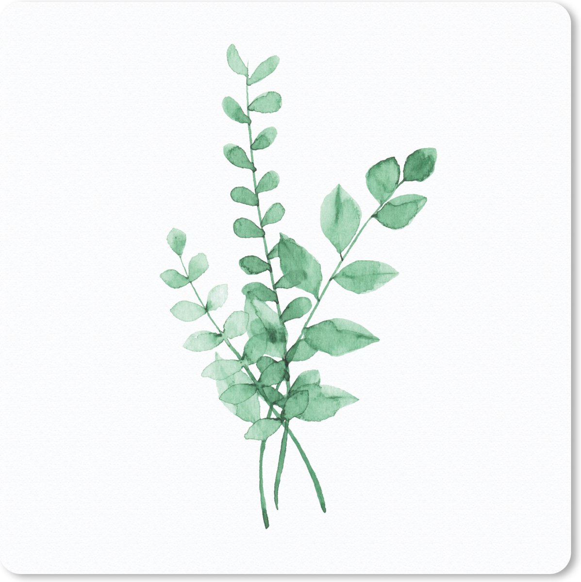 Muismat 30x30 cm - Mousepad Waterverf - Bladeren - Planten - Muismatten