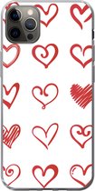 Geschikt voor iPhone 13 Pro Max hoesje - Een illustratie met hartjes in verschillende vormen - Siliconen Telefoonhoesje