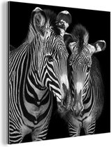 Wanddecoratie Metaal - Aluminium Schilderij Industrieel - Dierenprofiel zebra's in zwart-wit - 20x20 cm - Dibond - Foto op aluminium - Industriële muurdecoratie - Voor de woonkamer/slaapkamer