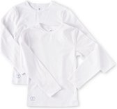 Little Label Ondergoed Jongens - T shirt Jongens Maat 170-176 - Wit - Zachte BIO Katoen - 2 Stuks - t shirt lange mouwen - Basic Wit Ondershirt