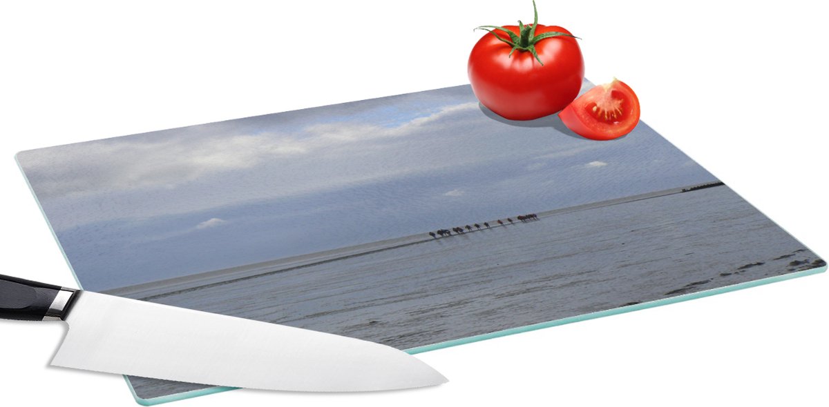 Glazen Snijplank - 39x28 - Waddenzee - Strand - Ameland - Snijplanken Glas