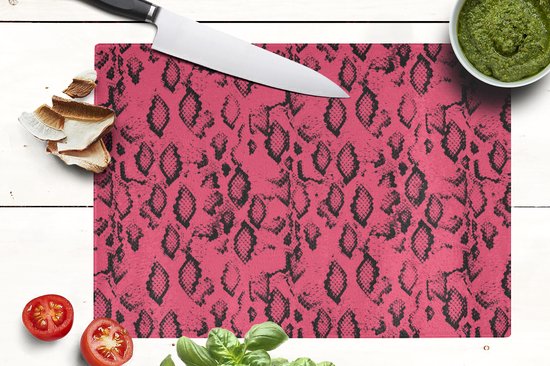 Planche à Découper en Verres - 39x28 - Imprimé Serpent - Rose - Zwart - Glas à Planches à découper