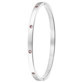 Lucardi - Dames Armband bangle geboortestenen - Staal - Armband - Cadeau - Stijlvol - Goudkleurig